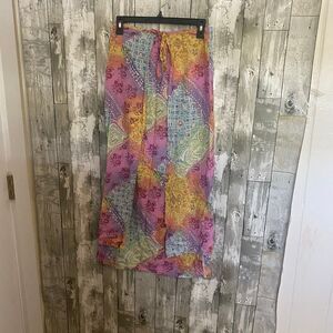 VTG F. L. Malik tie-dye floral faux wrap maxi skirt 6